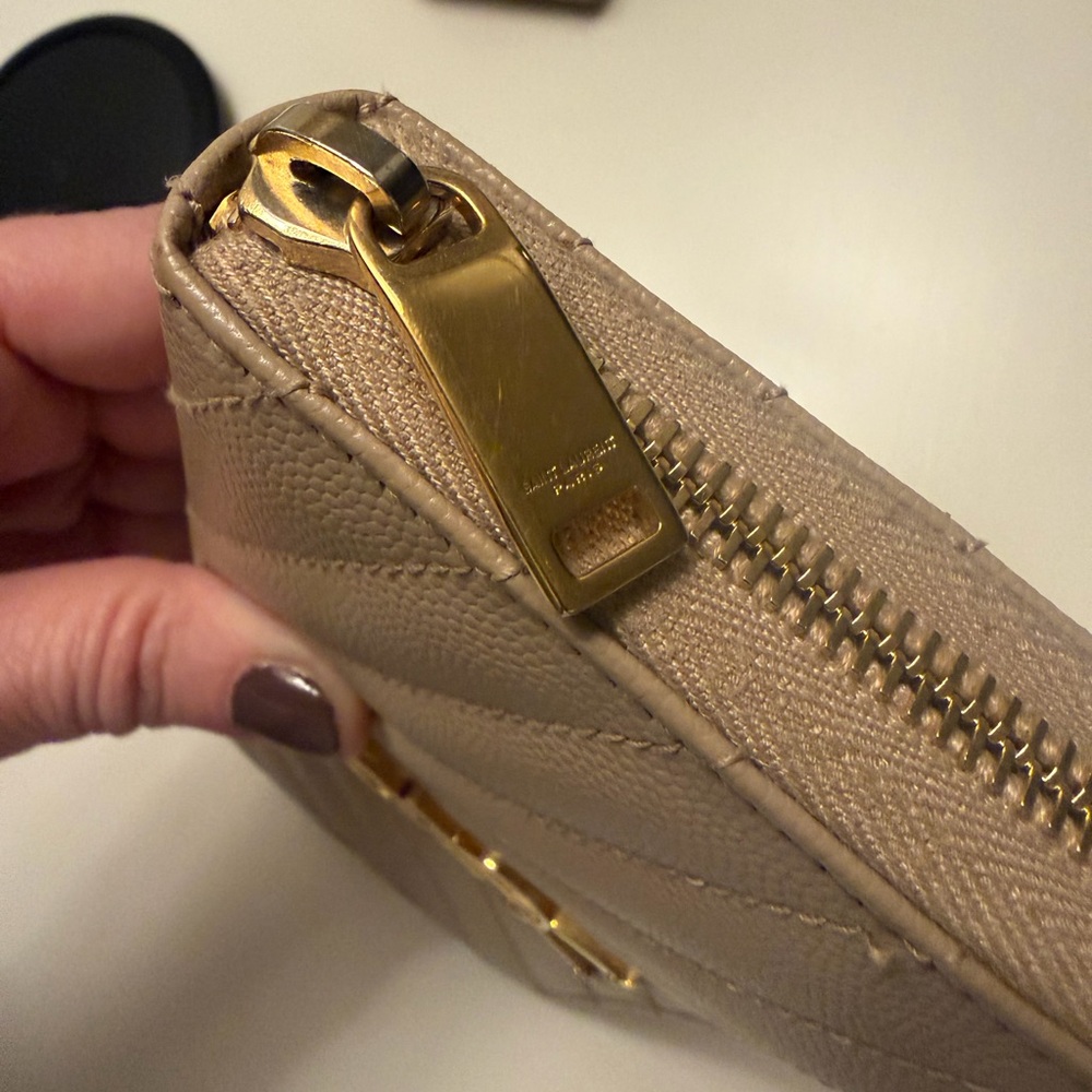 YSL Saint Laurent Leather V stitch Zip Around Long Wallet - Picture 5 of 10